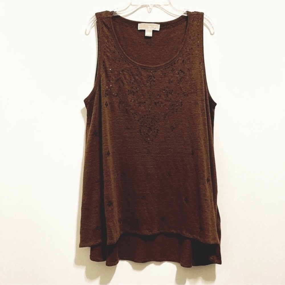🌸MICHAEL Michael Kors Brown Embroidered Sequin Tank Top